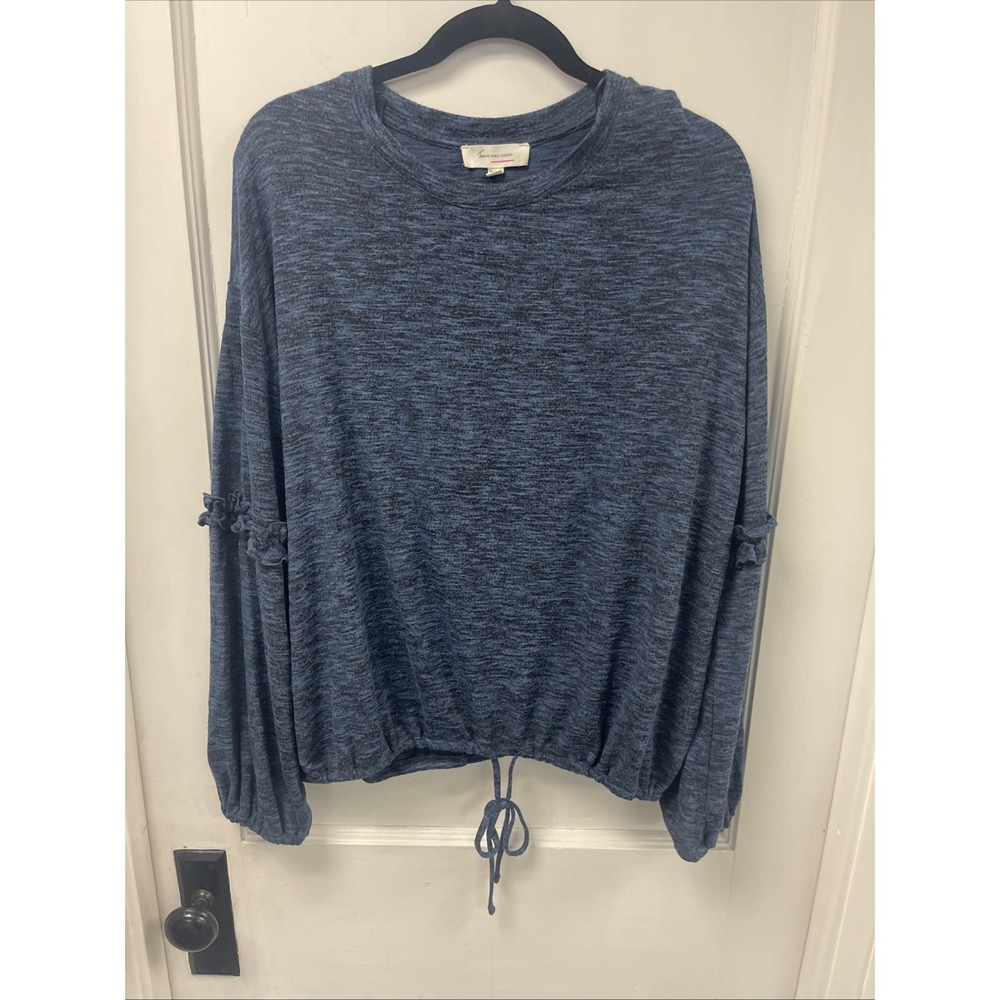 Vince Camuto Women's Long Sleeve Shirt With Ruffle On Arms Tie On Bottom L